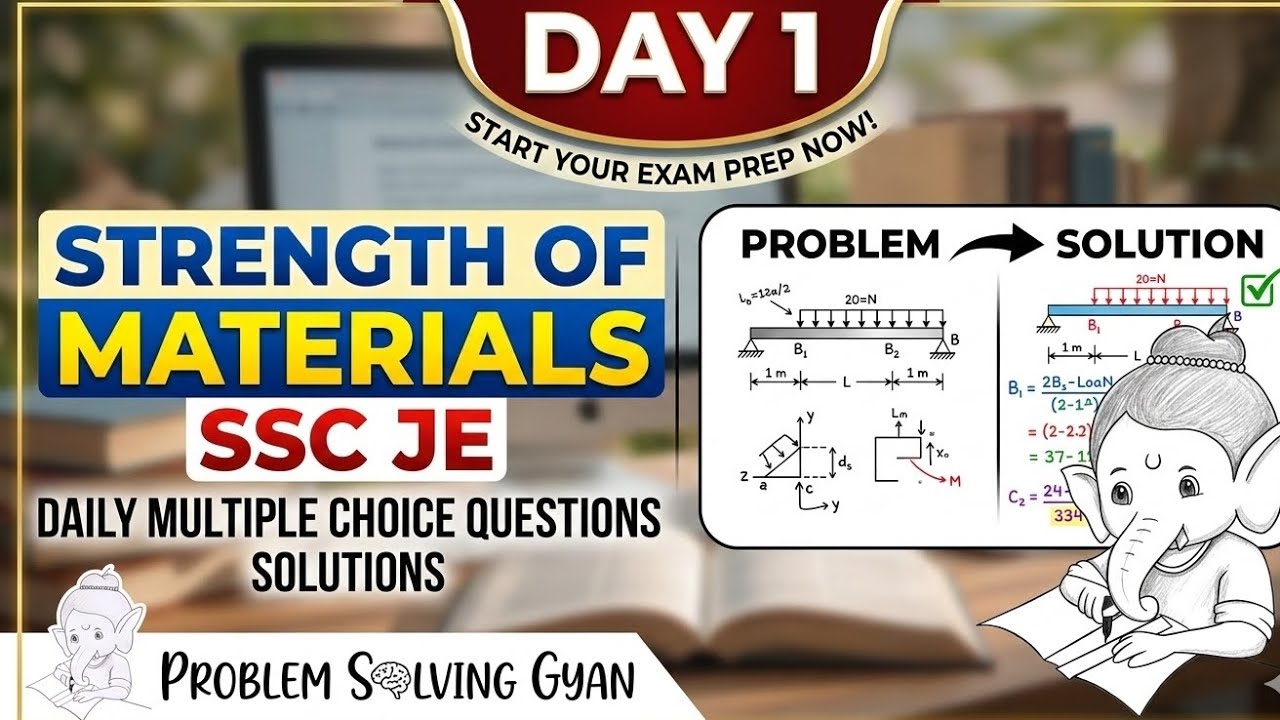 SSC JE 2026 Strength of Materials | Day 1: Most Important MCQs | Problem Solving Gyan