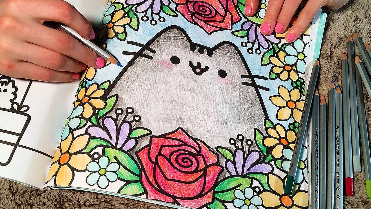 ASMR Pusheen Coloring Book 🖍 color pencils, whispered