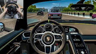 City Car Driving - Porsche 918 Spyder 2014 [Steering Wheel Gameplay] screenshot 5