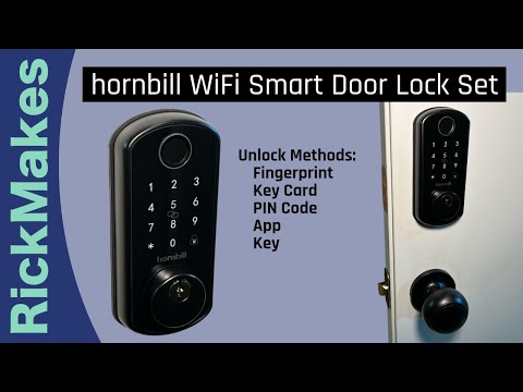 Hornbill WiFi Smart Front Door Lock – Keyless Entry Handle Set With App Remote, Bluetooth Keypad, IC Card, Auto-Lock, Alexa/Google Voice – Matte Black