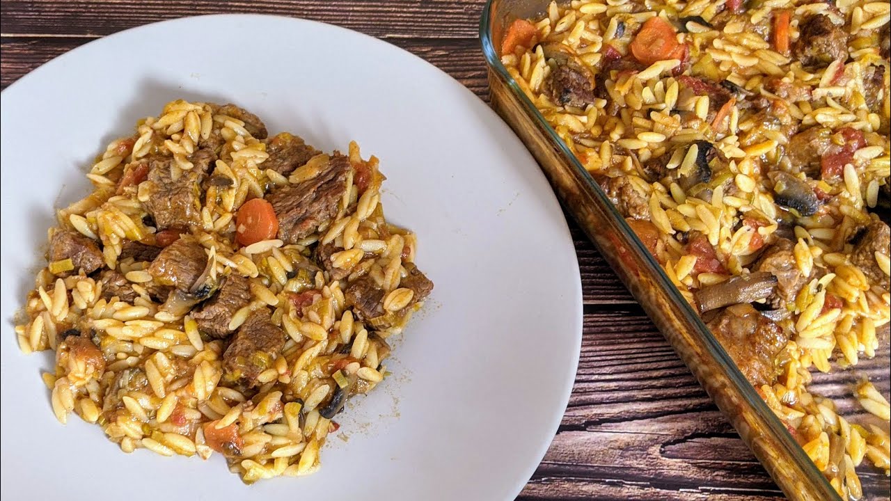 Beef and Orzo pasta Casserole Greek Giouvetsi Recipe YouTube