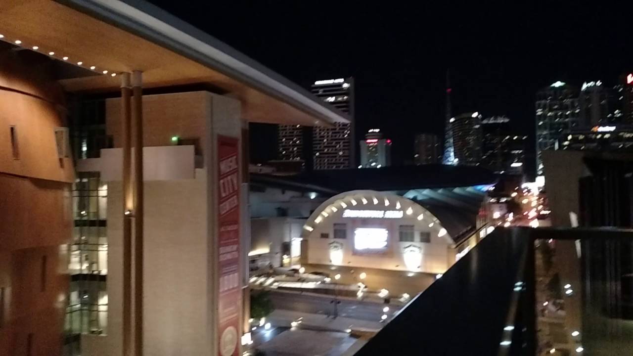 The Omni Hotel Pool area at night in Downtown Nashville Tennessee