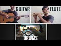 Oniket Prantor Flute Cover || With Virtual Drums (Real Drums App) & Guitar