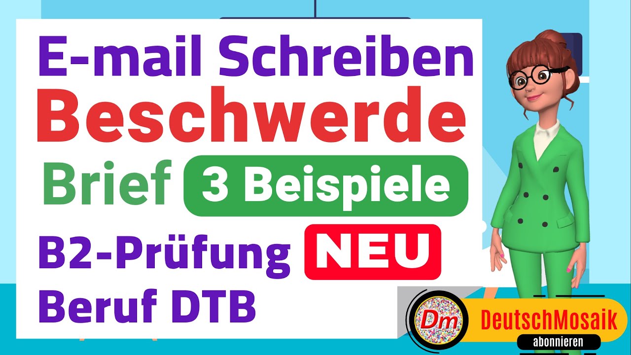 Antwort Auf Beschwerdebrief B2 Beruf Beispiel E-Mail Schreiben | Beschwerdebrief | Deutsch Beruf B2 - YouTube