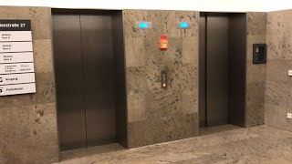 Two 2013 ThyssenKrupp EVOLUTION BLUE Elevators at Gerber-Apartments, Stuttgart-Mitte