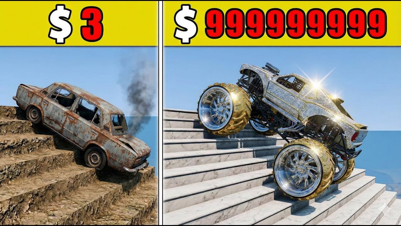 BMNG Drive - Epic High Speed Monster Truck Jumps Crashes #7 -BeamNG Drive: Cars vs Giant Pit