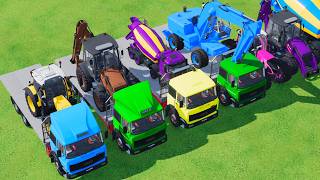 TRANSPORTING EXCAVATOR MIXER TRUCK TRACTORs Backhoe loaders with truck in Game FARMING SIMULATOR 22 screenshot 1