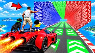 SHINCHAN AND FRANKLIN TRIED THE IMPOSSIBLE INVERTED RGB SPEED BOOSTER HOUSE PARKOUR CHALLENGE GTA 5 screenshot 3