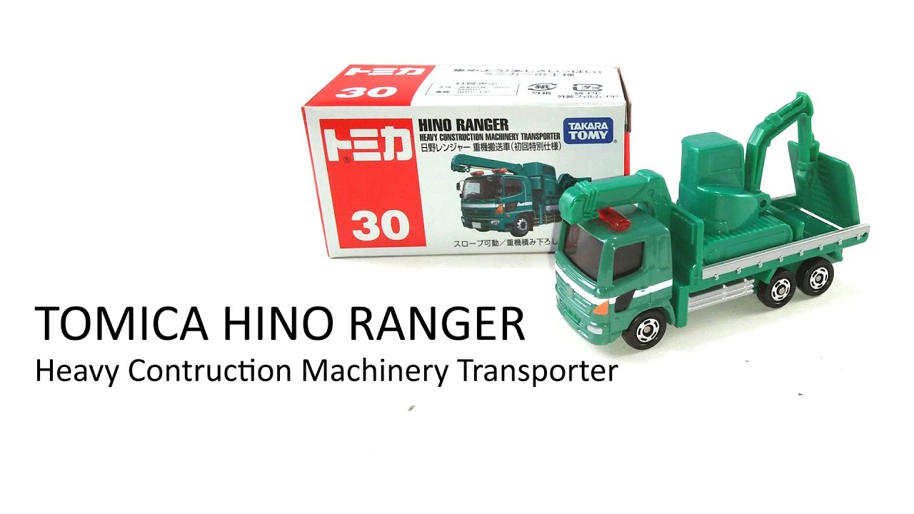 Tomy Tomica 30 Hino Ranger Heavy Construction Machinery Transporter 