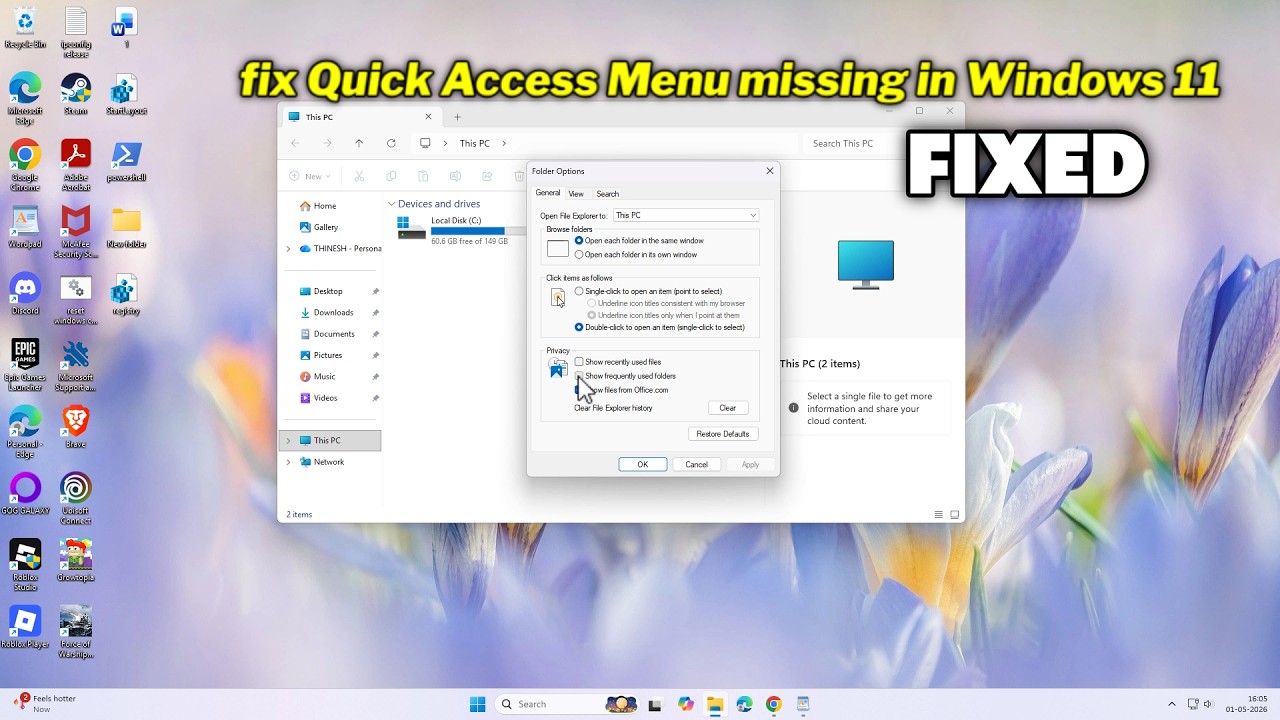 (FIXED) Quick Access Menu missing in Windows 11 - YouTube