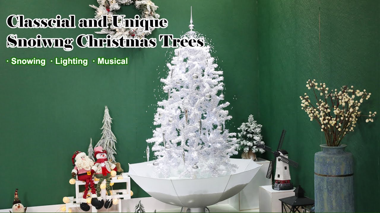 4'2 White Snow Christmas Tree With Umbrella Base Xmas Decoration YouTube