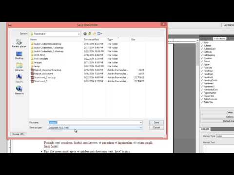 Saving a Document in Adobe Framemaker