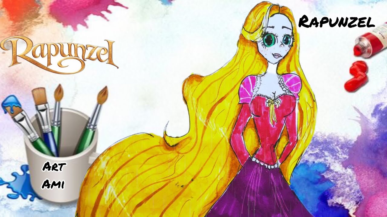 RAPUNZEL DRAWING from Tangled Disney Movie | How to Draw Disney Princess  Rapunzel Step by Step Easy - YouTube