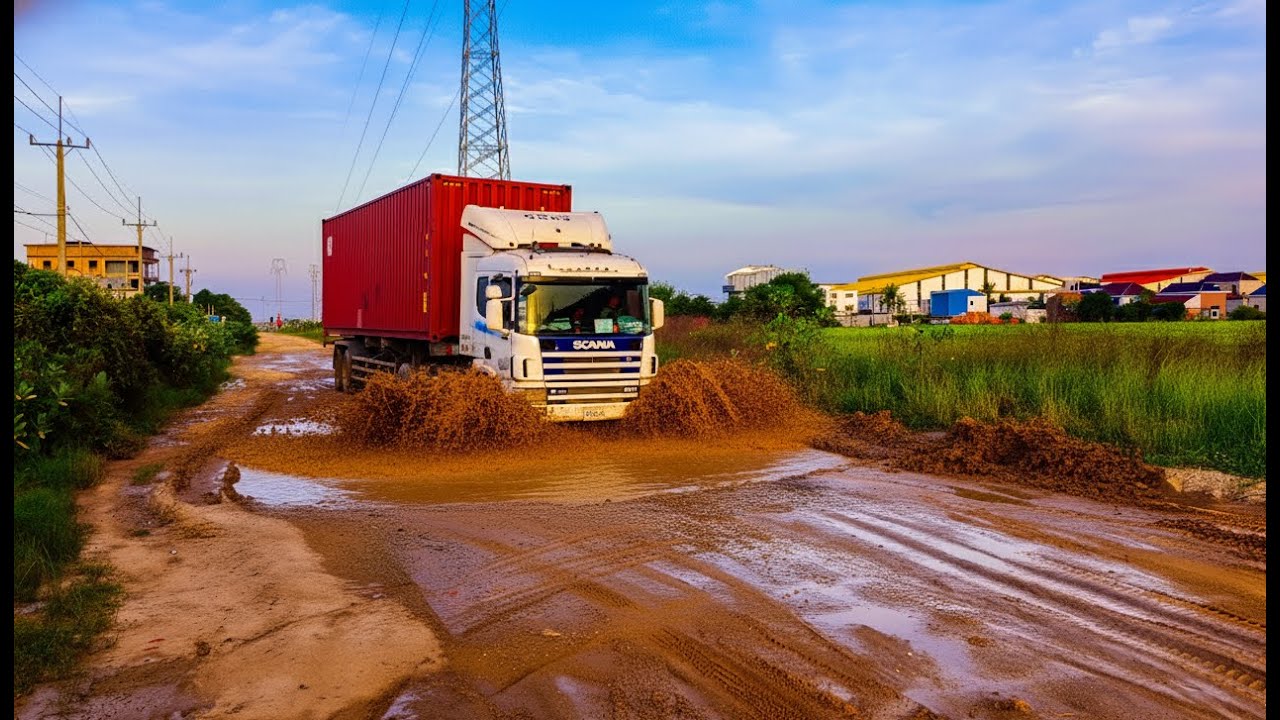 Mega Truck Blasting Through Deep Mud! 🚚💦 EPIC Road Challenge - YouTube