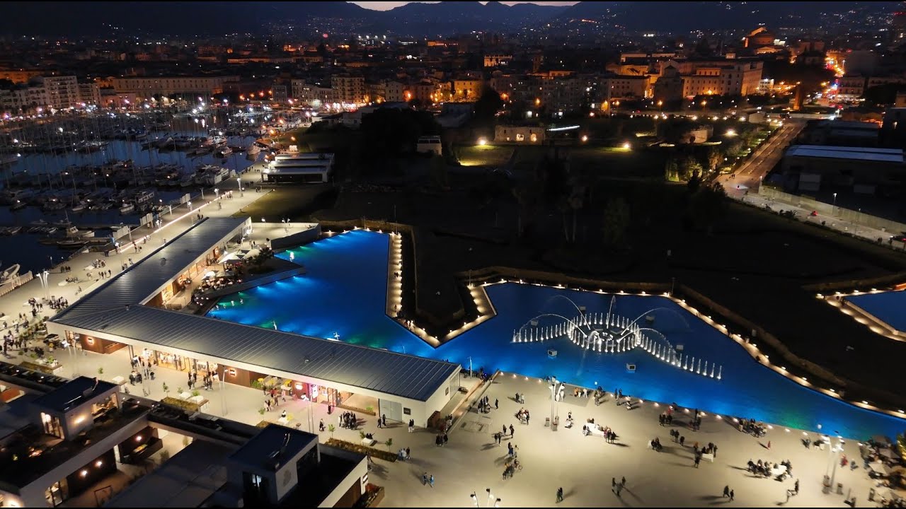 DRONE su PALERMO di SERA DAL FORO ITALICO. Drone: Giuliano Alesi - Montaggio: Maurizio Alesi