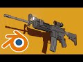 Modeling a Low-Poly M4 Carbine in Blender - Timelapse