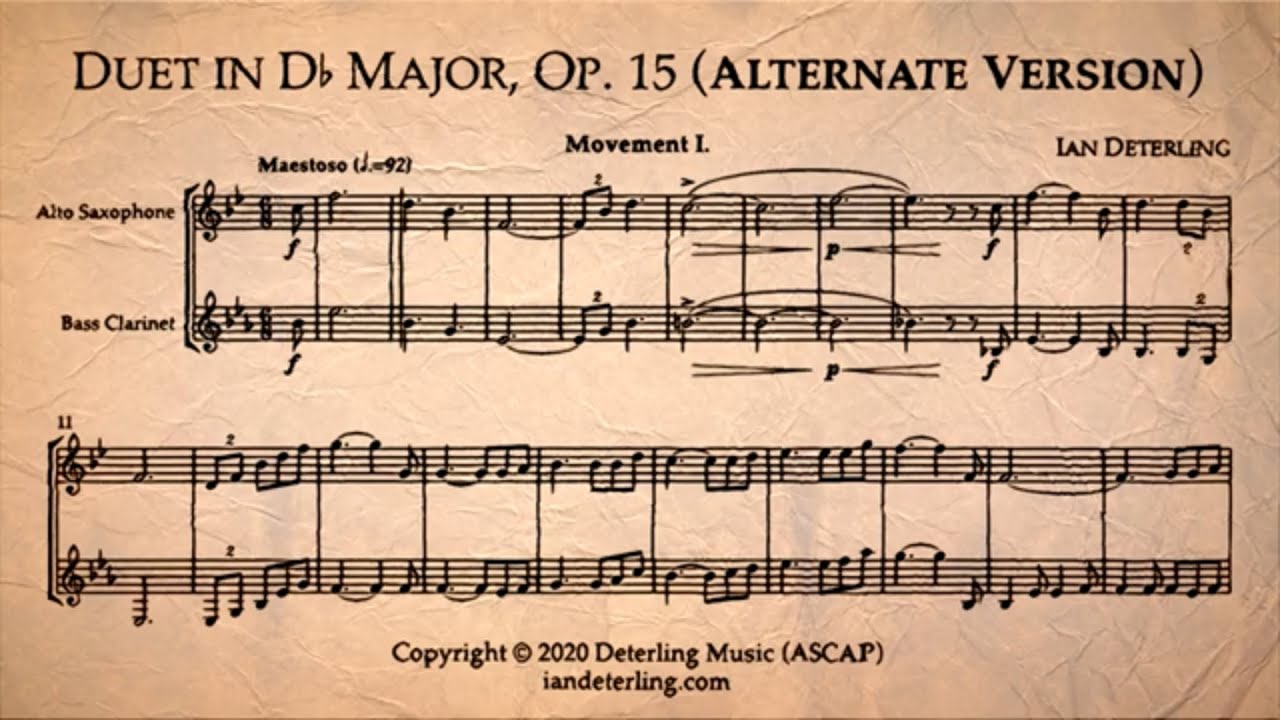 Alto Saxophone and Bass Duet in DFlat Major, Op. 15