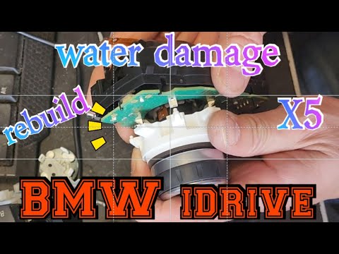 BMW Idrive controller disassemble clean repair water coke damaged step ...