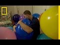 Man really loves balloons