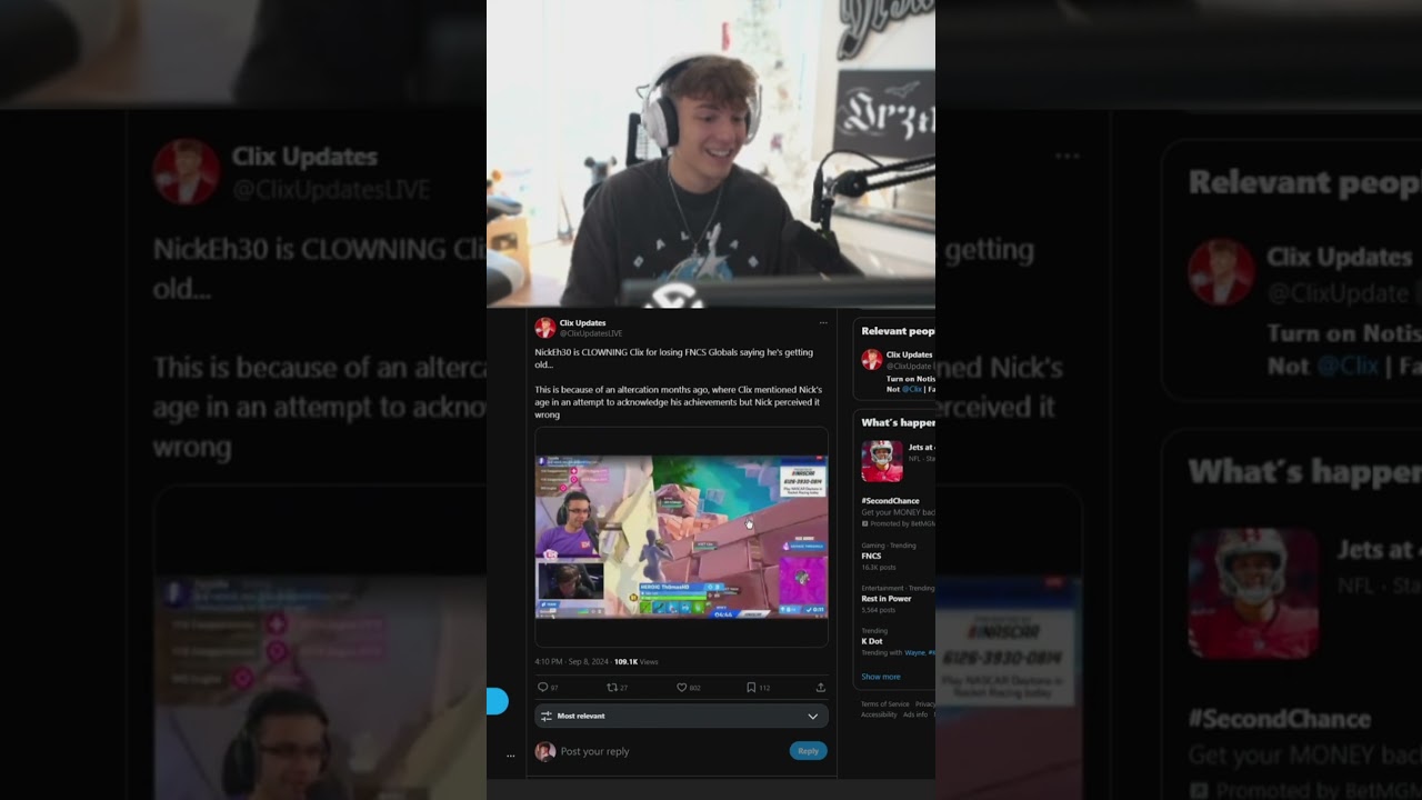 Clix Reacts to Nick eh 30 Getting Mad