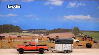 Bruder Toys RAM 2500 Pick Up Truck w/ Horse Trailer & Horse - #02501