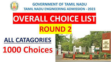 TNEA2023 Overall Choice List Round 2 Colleges