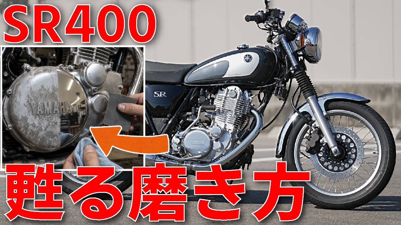 【SR400】20年分の白サビが鏡面に戻る。YAMAHAロゴが甦る磨き方