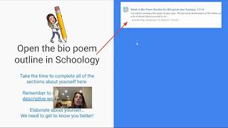 Bio Poem Outline instructions 8th grade