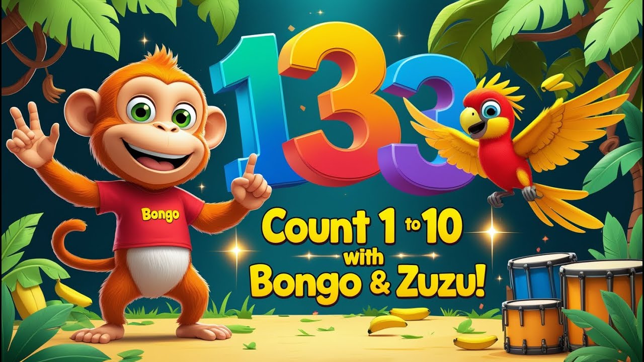 Count 1 to 10 with Bongo & Zuzu! 🐵🦜 Fun Jungle Song for Kids