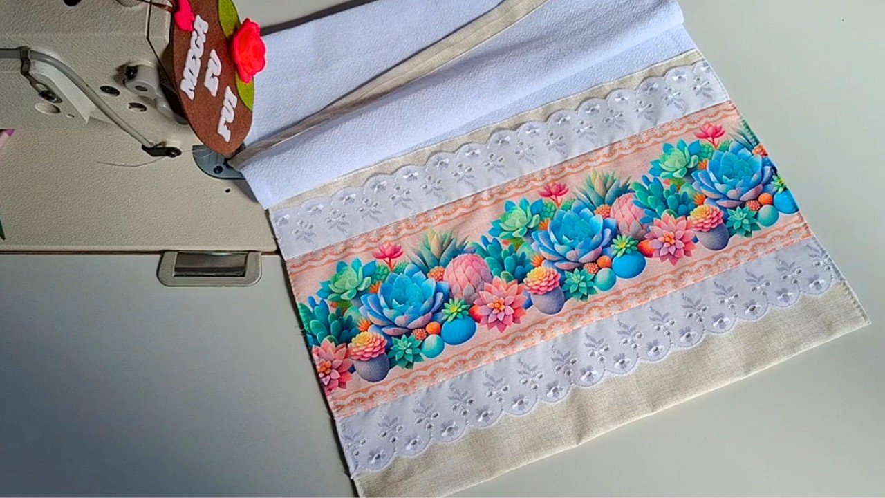 Passo a Passo Barrado Luxo 🌸 Pano de Prato para iniciantes🌹 🌷 💜