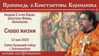 Слово Жизни. Проповедь О. Константина Корепанова В Неделю 2-Ю По Пасхе, Апостола Фомы (12.05.2024)