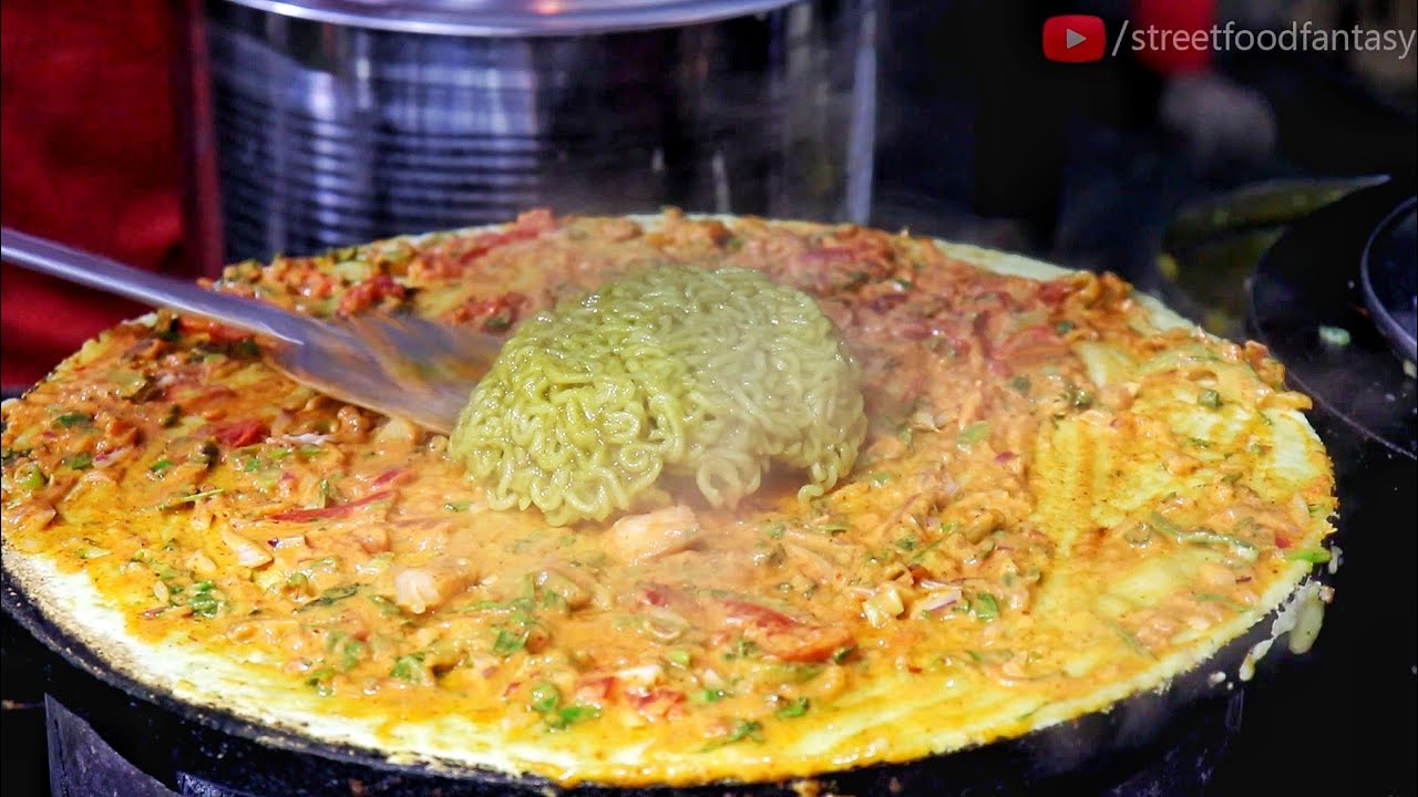 King Of Cheesiest Charcoal / Chula Dosa | Cheese Burst Maggi &  Pizza Dosa | Indian Street Food | Street Food Fantasy