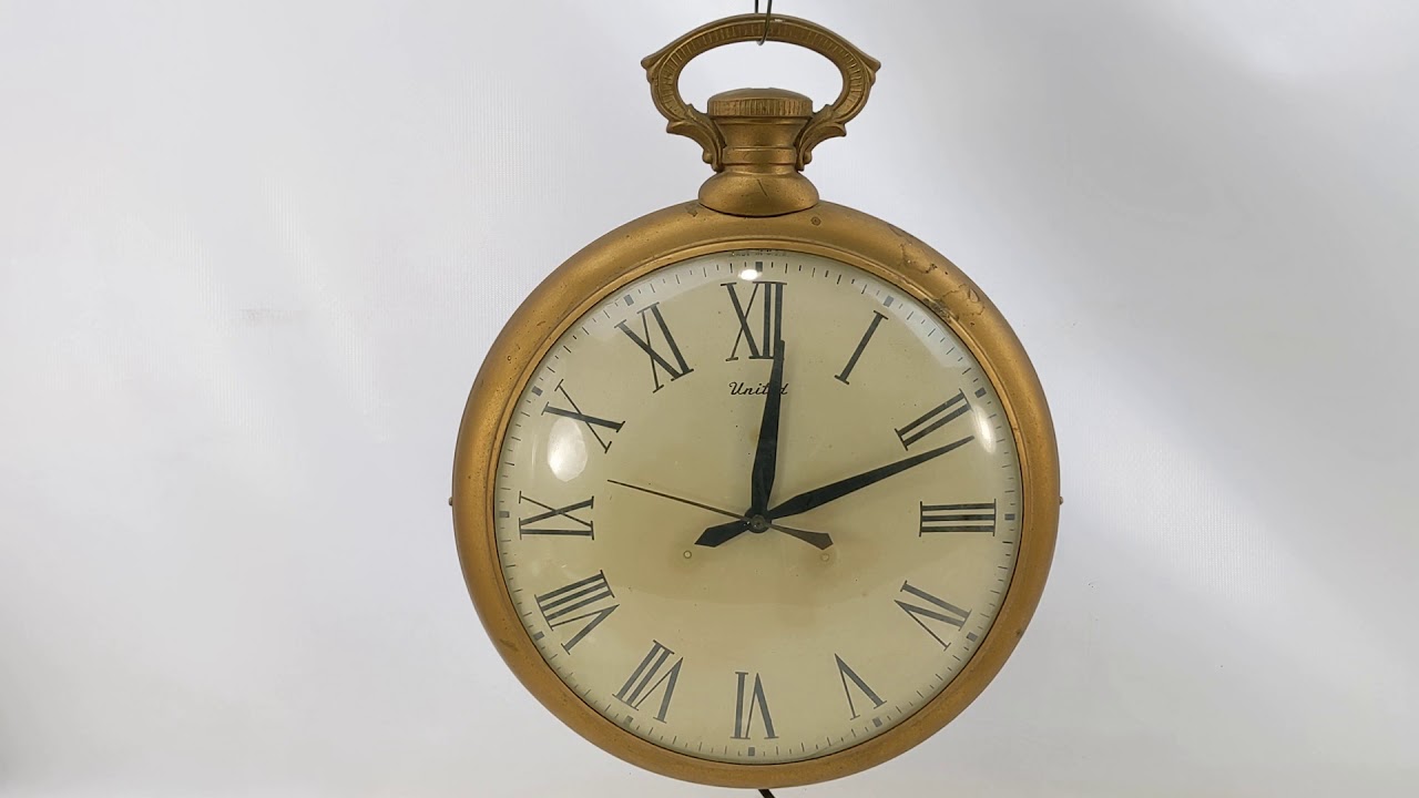 Vintage Large United Clock Corp Electric Pocket Watch Wall Clock Model