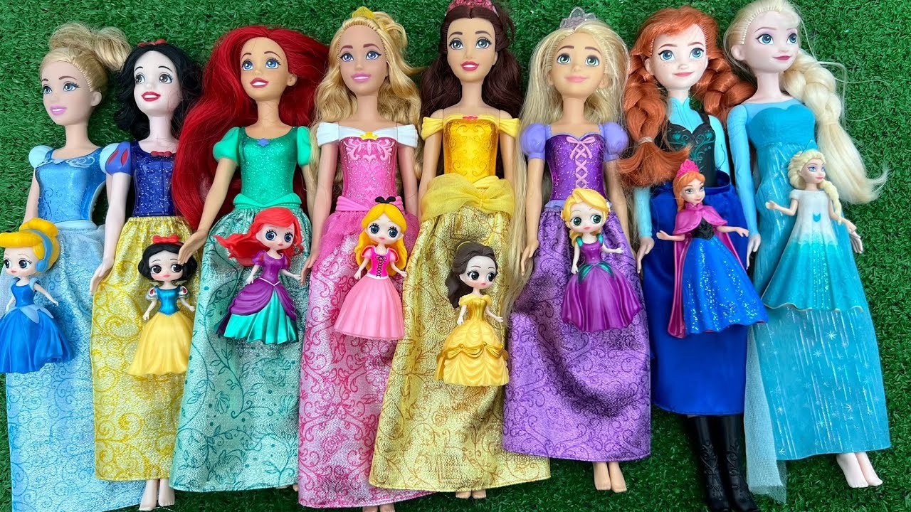 Looking For Disney Princess,  Mix Rainbow Dress! 9 MYSTERY SURPRISES Dolls Satisfying Video ASMR   K