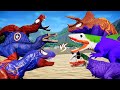 SPIDERMAN KING SHARK and CAPTAIN AMERICA, SPIDER-MAN, JOKER Pro SuperHero Dinosaur Team Epic Battle!