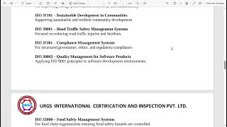 Professional ISO Training Programs | URGS International Certification &amp; Inspection Pvt. Ltd.