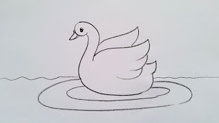 how to draw swan drawing easy step by step@DrawingTalent