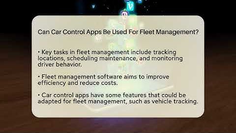 Can Car Control Apps Be Used For Fleet Management? - Talking Tech Trends