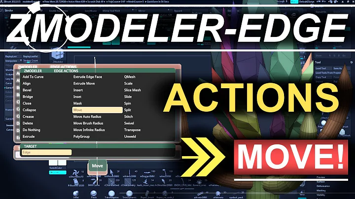 ZBrush - ZModeler Edge(Actions) - "Move"