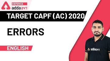 Errors | English for UPSC CAPF AC 2020