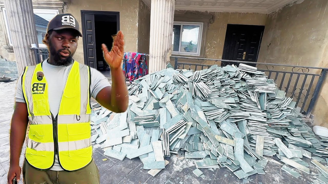 Вы сами увидите разницу — облицовка камнем в этом проекте || Строительство в Гане 🇬🇭