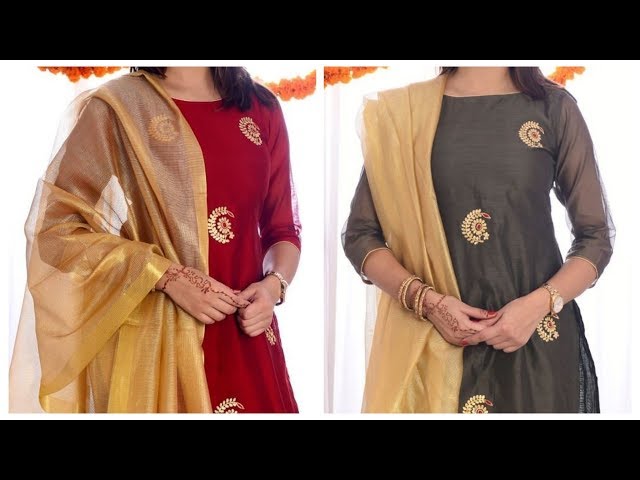 Indian Women New BEAUTIFUL Style Dress Gold Foil Cotton Printed Kurta Kurtis  Top | eBay