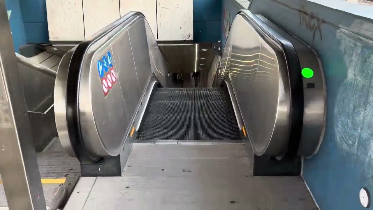 Frankfurt, Germany. 2x Kone escalator at Galluswarte S Bahn Station - 2004 E3X type