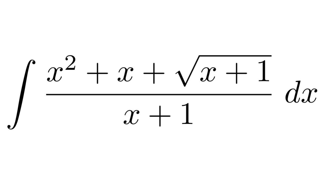 Integral of (x^2+x+sqrt(x+1))/(x+1) (substitution) - YouTube