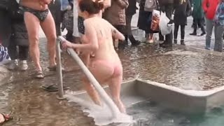 Epiphany Ice Bath Winter Swimming In -15C Вaptism Tradition Крещение