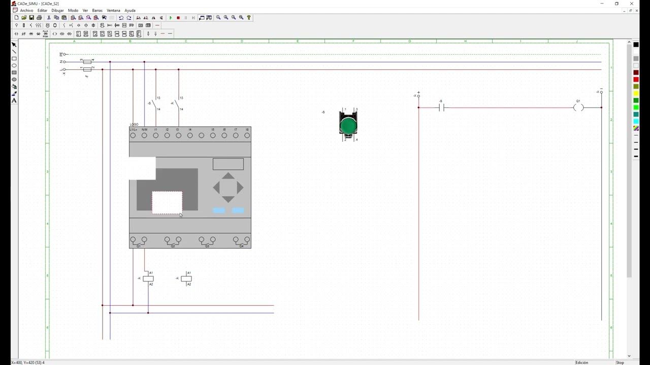 CADE simu, conectar un PLC LOGO (E/S) y programarlo mediante ladder
