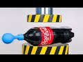Aplastando Cosas Crujientes Y Suaves Coca Cola Con Globo VS Prensa Hidraulica