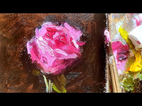 Simple way to Paint a Pink rose 1, Detailed Guide: Daily Oil Painting