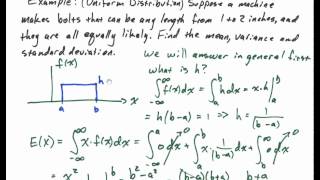 Continuous Random Variables, Mean and Variance