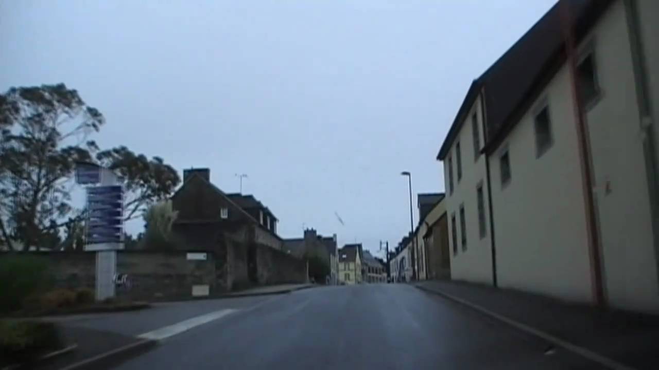 Driving Along Rue René Rolland & Rue Joseph Pennec, Rostrenen, Brittany, France 29th October 2010